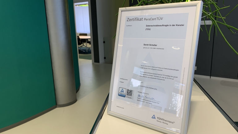 Zertifikat Datenschutzbeauftragte